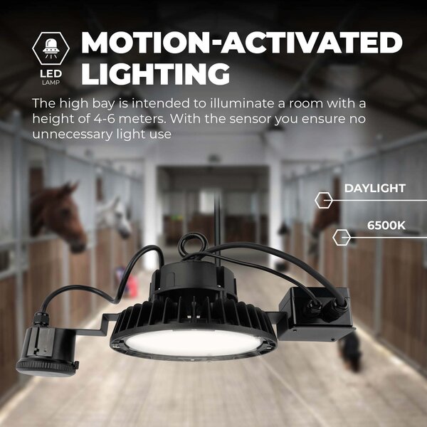 Ledvion LED Hallenstrahler 150W mit Sensor - Philips Driver - 120° - 175lm/W - 6500K - IP65 - Dimmbar - 5 Jahre Garantie - GS-geprüft