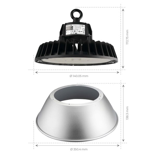 Ledvion LED Hallenstrahler 240W mit Reflektor - Philips Driver - 90° - 175lm/W - 6500K - IP65 - Dimmbar - 5 Jahre Garantie - GS-geprüft