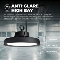 Ledvion LED Hallenstrahler 80W mit Reflektor - Energieeffizienzklasse A - 90° - 192 Lm/W - 6000K - IP65 - Dimmbar - 5 Jahre Garantie - GS-geprüft