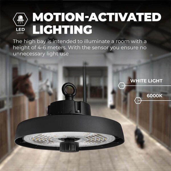 Ledvion LED Hallenstrahler 80W mit Sensor - Energieeffizienzklasse A - 120° - 192 Lm/W - 6000K - IP65 - Dimmbar - 5 Jahre Garantie - GS-geprüft