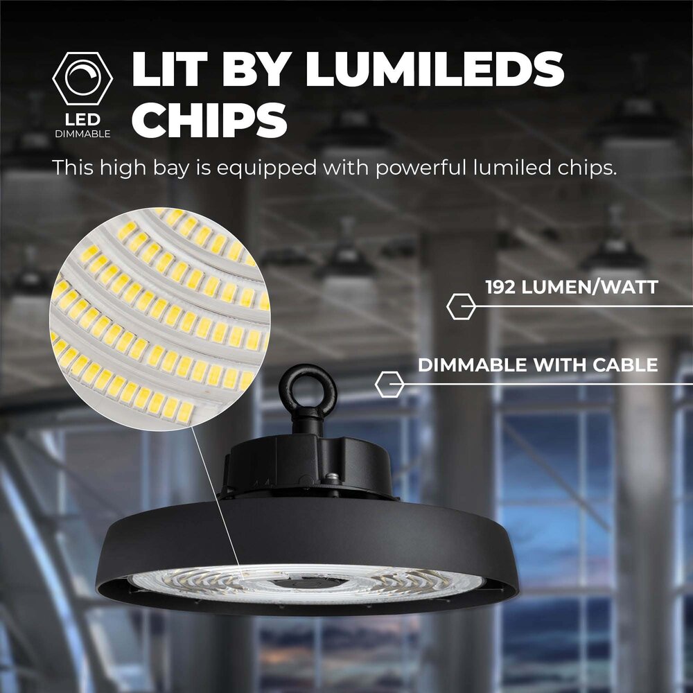 Ledvion LED Hallenstrahler 100W mit Sensor - Energieeffizienzklasse A - 120° - 192 Lm/W - 6000K - IP65 - Dimmbar - 5 Jahre Garantie - GS-geprüft