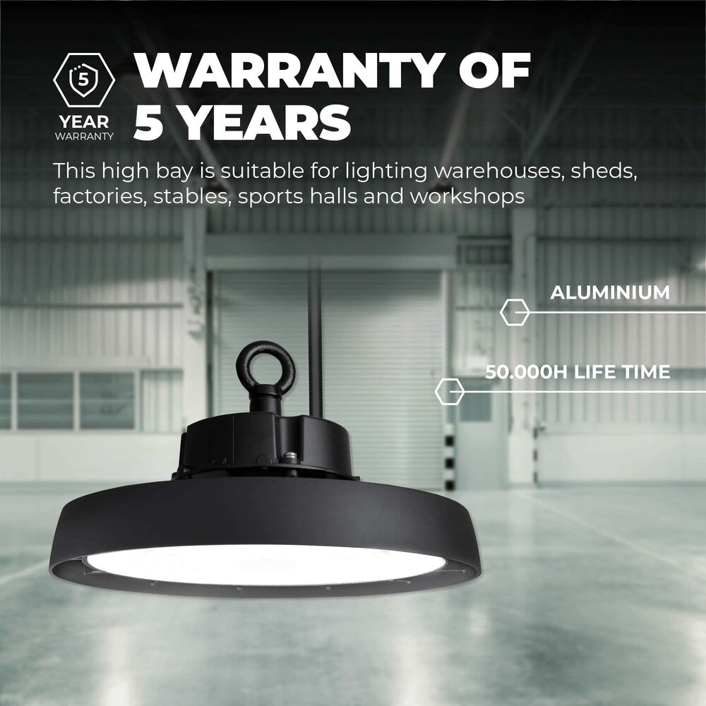 Ledvion LED Hallenstrahler 100W mit Sensor - Energieeffizienzklasse A - 120° - 192 Lm/W - 4000K - IP65 - Dimmbar - 5 Jahre Garantie - GS-geprüft