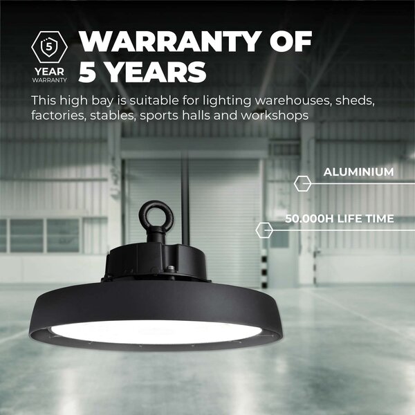 Ledvion LED Hallenstrahler 100W mit Sensor - Energieeffizienzklasse A - 120° - 192 Lm/W - 4000K - IP65 - Dimmbar - 5 Jahre Garantie - GS-geprüft