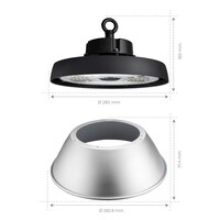 Ledvion LED Hallenstrahler 150W mit Reflektor - Energieeffizienzklasse A - 90° - 192 Lm/W - 4000K - IP65 - Dimmbar - 5 Jahre Garantie - GS-geprüft