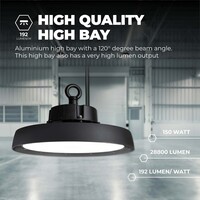 Ledvion LED Hallenstrahler 150W mit Sensor - Energieeffizienzklasse A - 120° - 192 Lm/W - 4000K - IP65 - Dimmbar - 5 Jahre Garantie - GS-geprüft