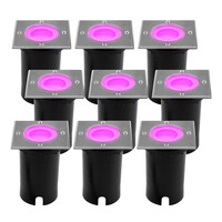 Ledvion 9x Smart LED Bodeneinbaustrahler Quadrat - IP67 - 4,9W - RGB+CCT - 1m Kabel