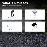 Ledvion 3x Smart LED Gartenstrahler - IP65 - 4,9W - RGB+CCT - 2M Kabel - Schwarz