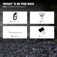 Ledvion 9x Smart LED Gartenstrahler - IP65 - 4,9W - RGB+CCT - 2M Kabel - Schwarz