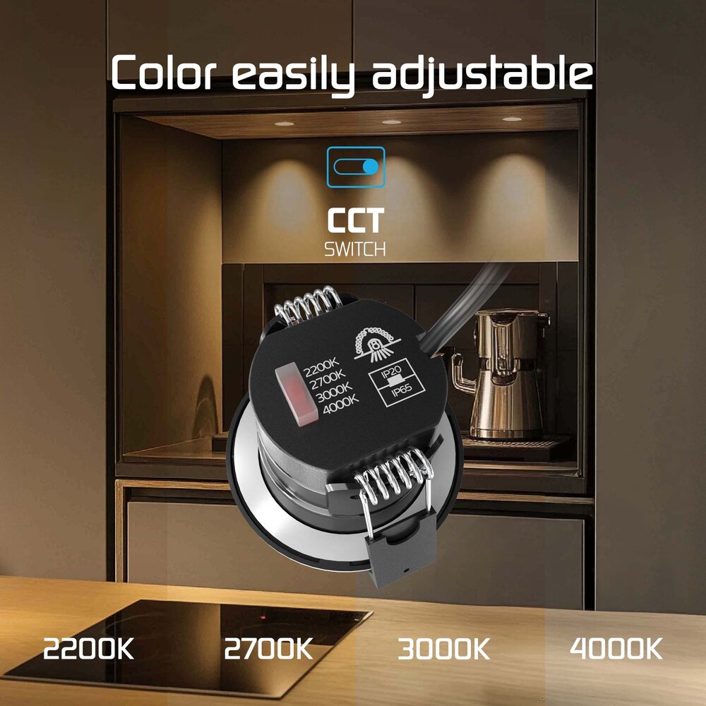 Ledvion Dimmbare Mini LED Einbaustrahler Schwarz - IP65 - 4W - CCT - 5 Jahre Garantie - Geeignet für das Badezimmer