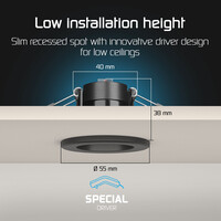 Ledvion Dimmbare Mini LED Einbaustrahler Schwarz - IP65 - 4W - CCT - 5 Jahre Garantie - Geeignet für das Badezimmer