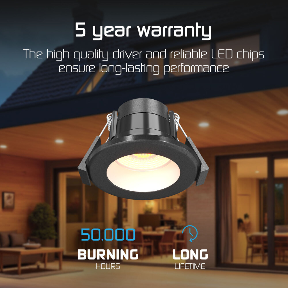Ledvion Dimmbare Mini LED Einbaustrahler Schwarz - IP65 - 4W - CCT - 5 Jahre Garantie - Geeignet für das Badezimmer