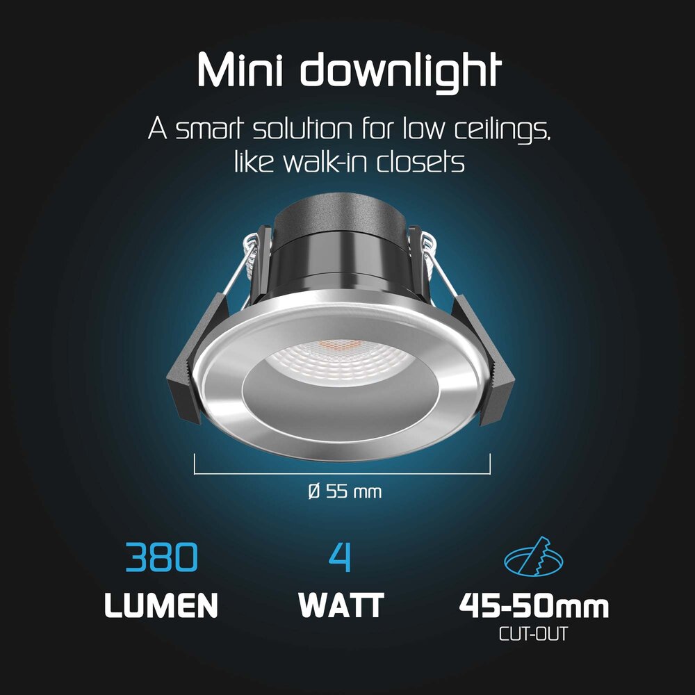 Ledvion Dimmbare Mini LED Einbaustrahler Nickel - IP65 - 4W - CCT - 5 Jahre Garantie - Geeignet für das Badezimmer - 6 pack