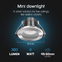 Ledvion Dimmbare Mini LED Einbaustrahler Nickel - IP65 - 4W - CCT - 5 Jahre Garantie - Geeignet für das Badezimmer - 6 pack