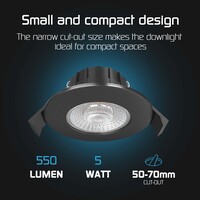 Ledvion Dimmbare LED Einbaustrahler Schwarz - IP65 - 5W - CCT - 5 Jahre Garantie - Geeignet für das Badezimmer