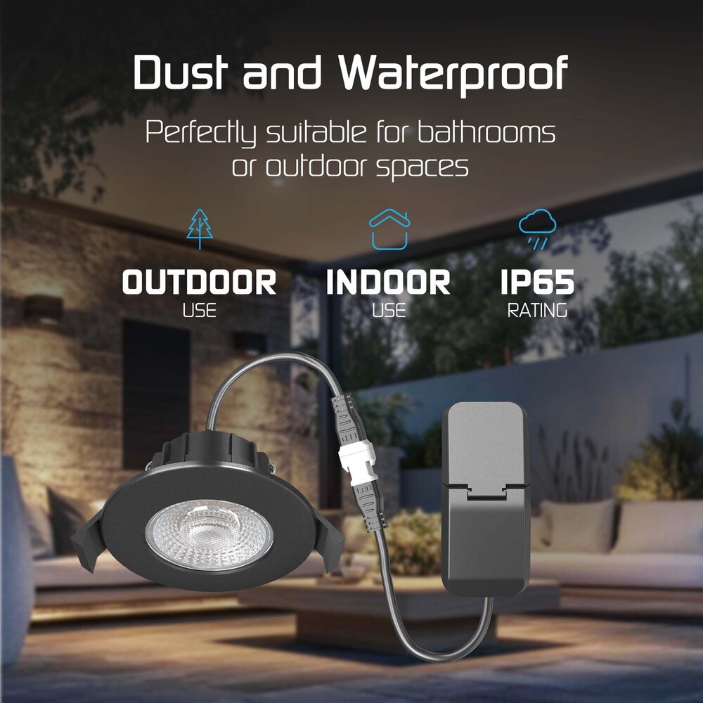 Ledvion Dimmbare LED Einbaustrahler Schwarz - IP65 - 5W - CCT - 5 Jahre Garantie - Geeignet für das Badezimmer