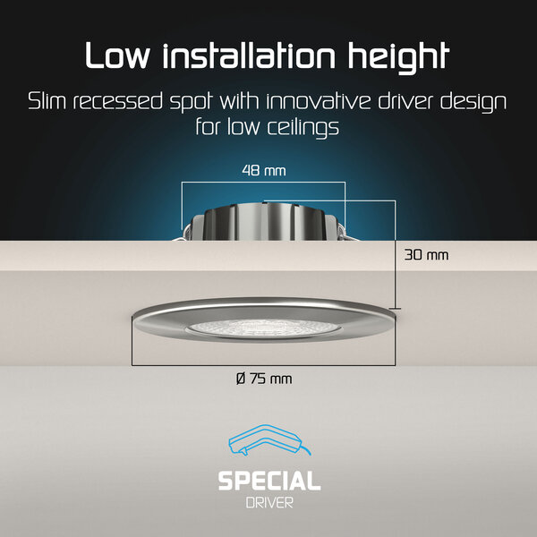 Ledvion Dimmbare LED Einbaustrahler Nickel - IP65 - 5W - CCT - 5 Jahre Garantie - Geeignet für das Badezimmer - 6 pack