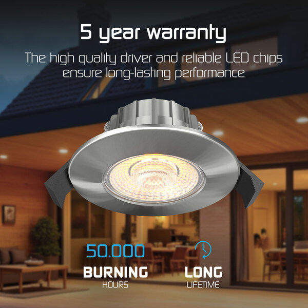 Ledvion Dimmbare LED Einbaustrahler Nickel - IP65 - 5W - CCT - 5 Jahre Garantie - Geeignet für das Badezimmer - 6 pack