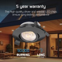 Ledvion LED Einbaustrahler Schwarz - IP65 - 3W - CCT - 5 Jahre Garantie - Geeignet für das Badezimmer