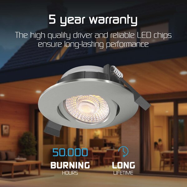 Ledvion LED Einbaustrahler Nickel - IP65 - 3W - CCT - 5 Jahre Garantie - Geeignet für das Badezimmer