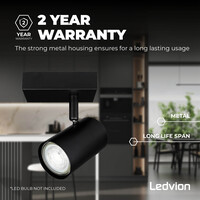 Ledvion LED Deckenstrahler Schwarz - 3W - 4000K - Neigbar