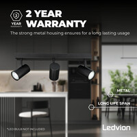 Ledvion LED Deckenstrahler Schwarz Trio - 3W - 6500K - Neigbar