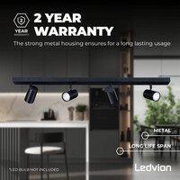 Ledvion LED Deckenstrahler Schwarz 4-licht - 3W - 6500K - Neigbar