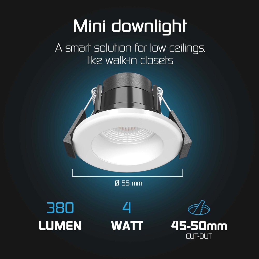 Ledvion Dimmbare Mini LED Einbaustrahler Weiß - IP65 - 4W - CCT - 5 Jahre Garantie - Geeignet für das Badezimmer - 6 pack
