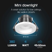 Ledvion Dimmbare Mini LED Einbaustrahler Weiß - IP65 - 4W - CCT - 5 Jahre Garantie - Geeignet für das Badezimmer - 6 pack