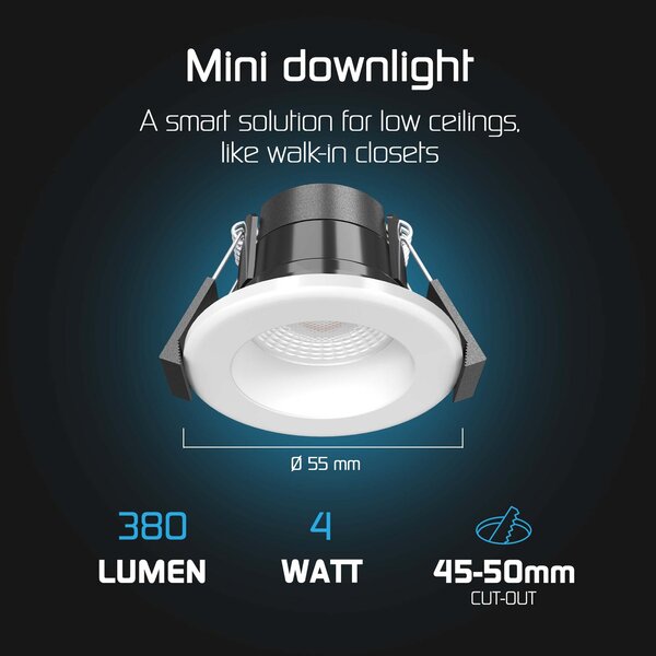 Ledvion Dimmbare Mini LED Einbaustrahler Weiß - IP65 - 4W - CCT - 5 Jahre Garantie - Geeignet für das Badezimmer - 6 pack