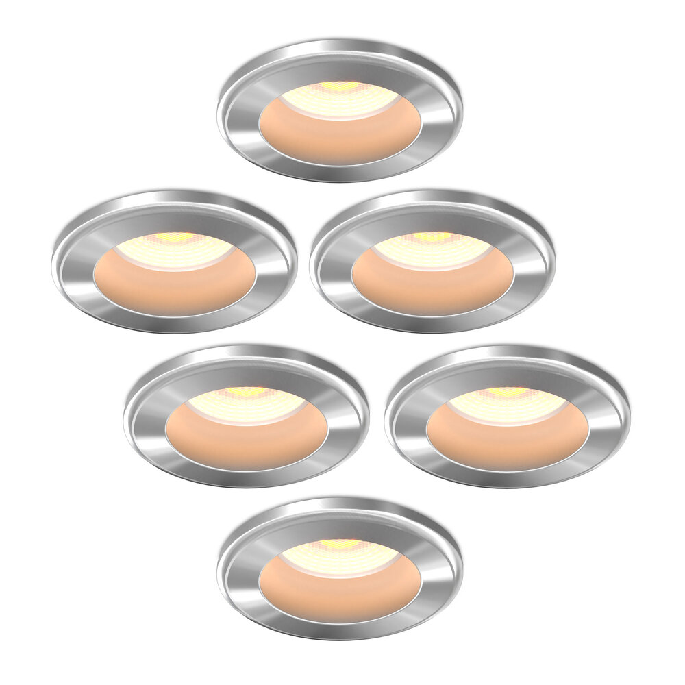 Ledvion Dimmbare Mini LED Einbaustrahler Nickel - IP65 - 4W - CCT - 5 Jahre Garantie - Geeignet für das Badezimmer - 6 pack