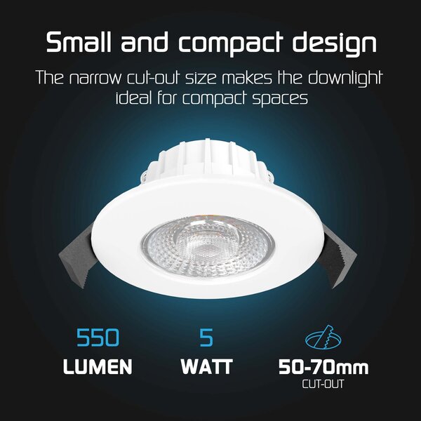 Ledvion Dimmbare LED Einbaustrahler Weiß - IP65 - 5W - CCT - 5 Jahre Garantie - Geeignet für das Badezimmer