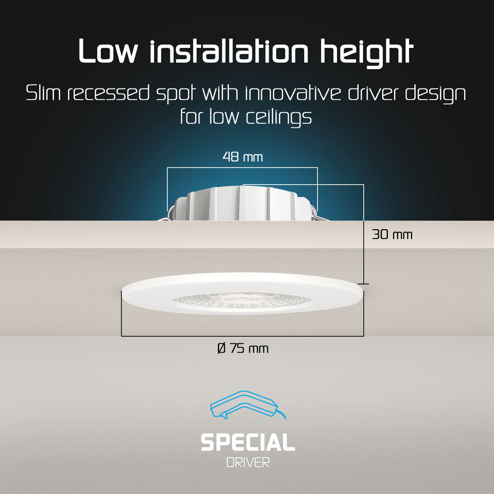 Ledvion Dimmbare LED Einbaustrahler Weiß - IP65 - 5W - CCT - 5 Jahre Garantie - Geeignet für das Badezimmer