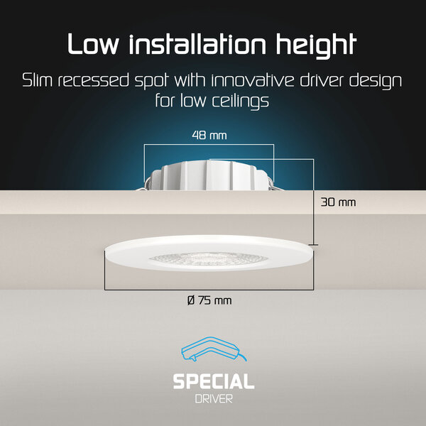 Ledvion Dimmbare LED Einbaustrahler Weiß - IP65 - 5W - CCT - 5 Jahre Garantie - Geeignet für das Badezimmer