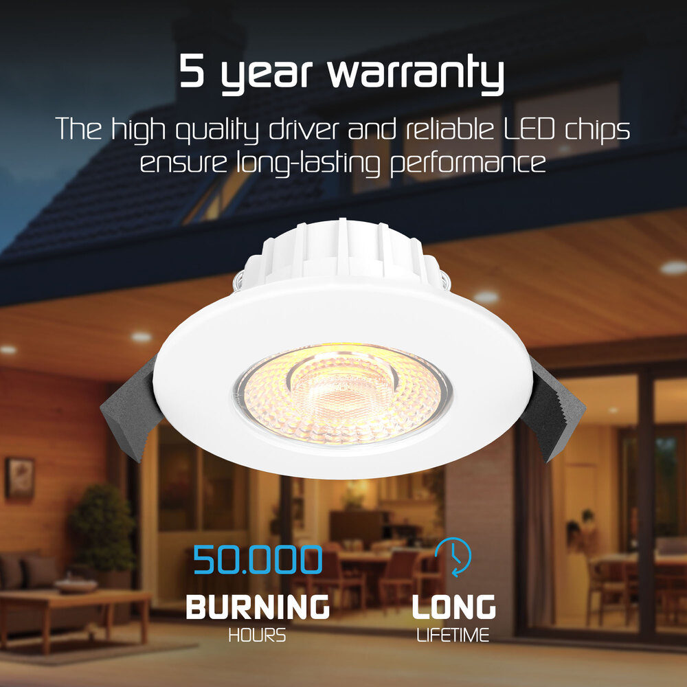 Ledvion Dimmbare LED Einbaustrahler Weiß - IP65 - 5W - CCT - 5 Jahre Garantie - Geeignet für das Badezimmer