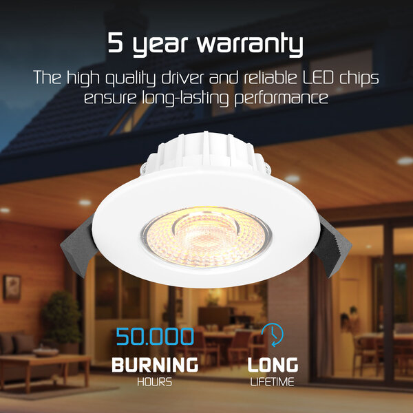 Ledvion Dimmbare LED Einbaustrahler Weiß - IP65 - 5W - CCT - 5 Jahre Garantie - Geeignet für das Badezimmer