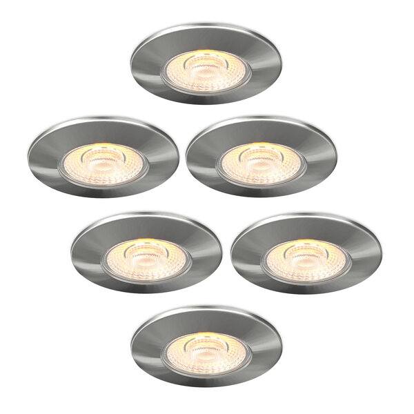 Ledvion Dimmbare LED Einbaustrahler Nickel - IP65 - 5W - CCT - 5 Jahre Garantie - Geeignet für das Badezimmer - 6 pack