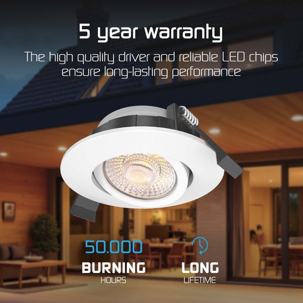 Ledvion LED Einbaustrahler Weiß - IP65 - 3W - CCT - 5 Jahre Garantie - Geeignet für das Badezimmer