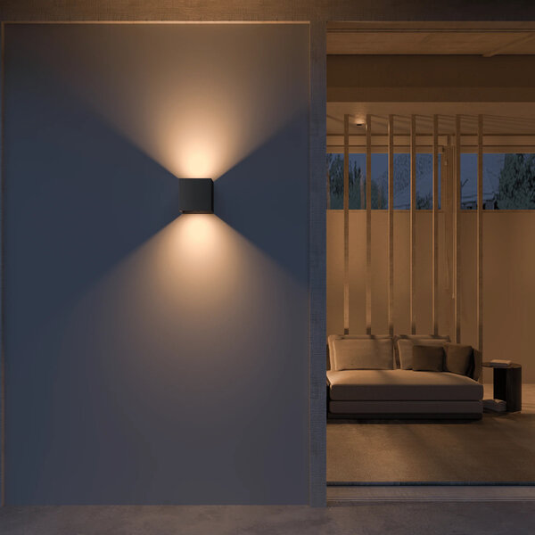 Calex Wiederaufladbare Wandleuchte mit Sensor - 1,5W - 2700K - IP44 - Schwarz - Up & Down