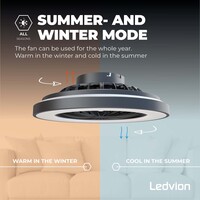 Ledvion Deckenventilator mit Licht - Dimmbar - 48W - 2700K-6500K - Inkl. Fernbedienung
