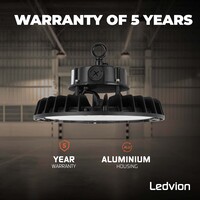 Ledvion LED Hallenstrahler 200W - Philips Driver - Netzschalter - 120° - 175lm/W - 3000K - IP65 - Dimmbar - 5 Jahre Garantie