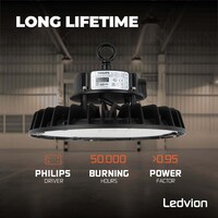 Ledvion LED Hallenstrahler 200W - Philips Driver - Netzschalter - 120° - 175lm/W - 3000K - IP65 - Dimmbar - 5 Jahre Garantie