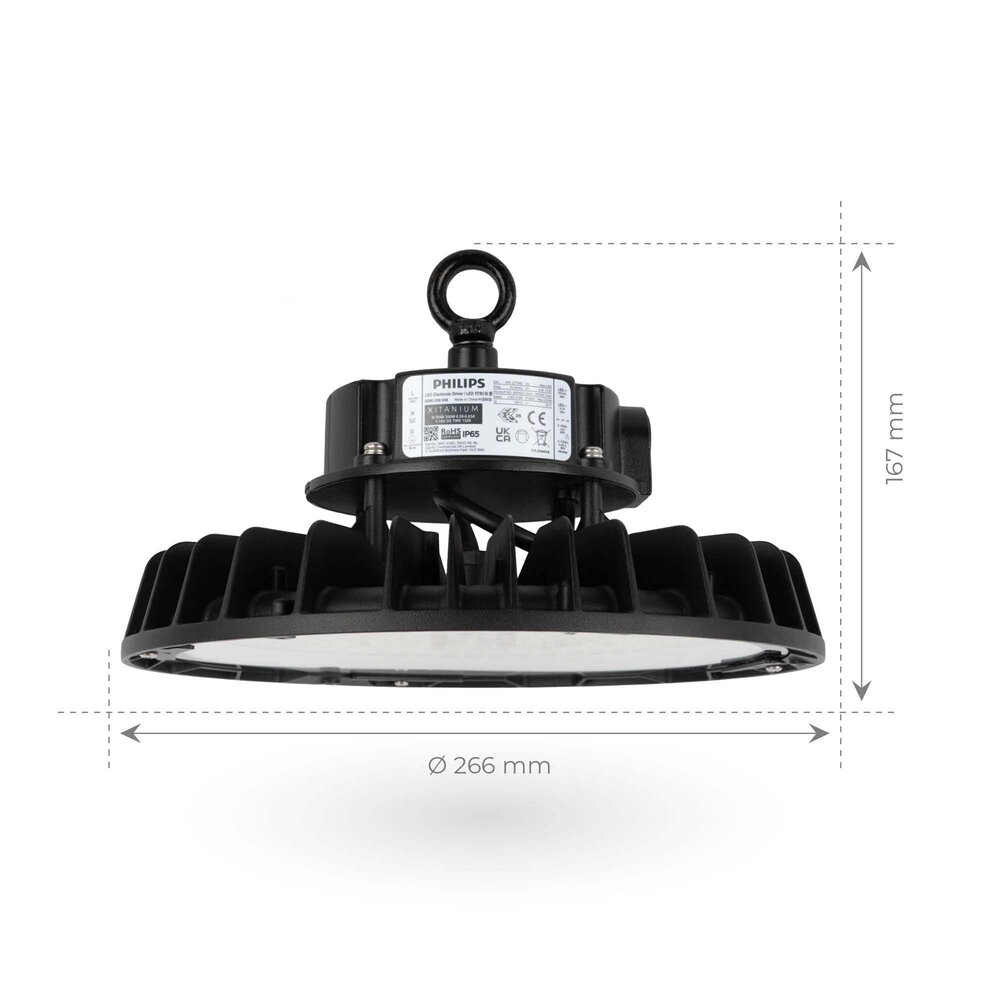 Ledvion LED Hallenstrahler 200W - Philips Driver - Netzschalter - 120° - 175lm/W - 3000K - IP65 - Dimmbar - 5 Jahre Garantie