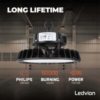 Ledvion LED Hallenstrahler 150W - Philips Driver - Netzschalter - 120° - 175lm/W - 3000K - IP65 - Dimmbar - 5 Jahre Garantie