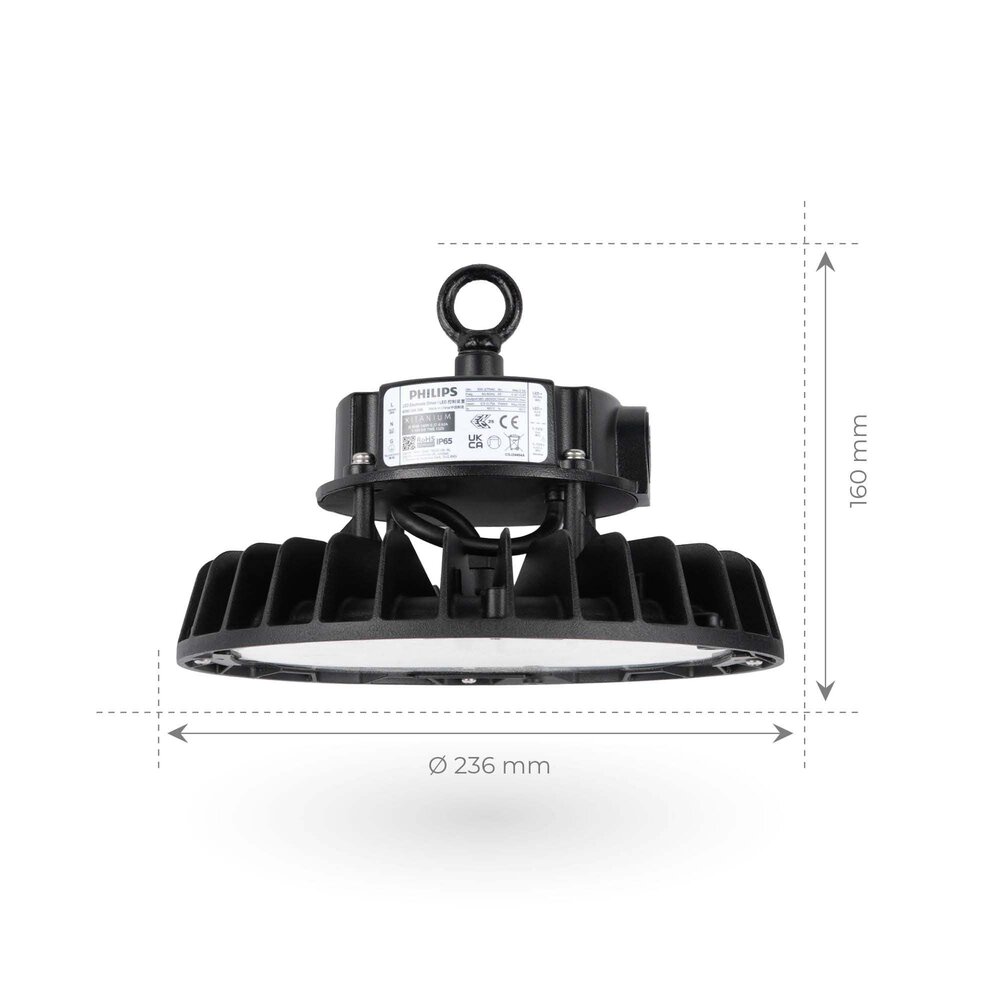 Ledvion LED Hallenstrahler 150W - Philips Driver - Netzschalter - 120° - 175lm/W - 3000K - IP65 - Dimmbar - 5 Jahre Garantie