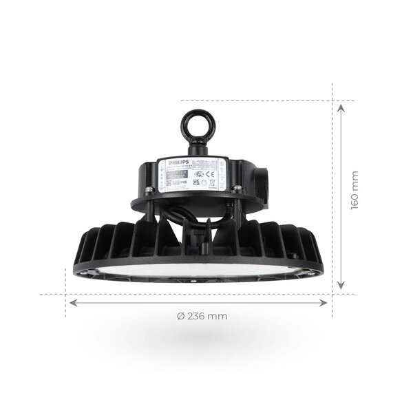 Ledvion LED Hallenstrahler 150W - Philips Driver - Netzschalter - 120° - 175lm/W - 3000K - IP65 - Dimmbar - 5 Jahre Garantie
