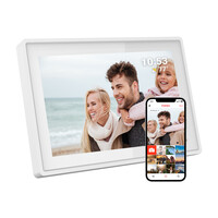 Tiqvi Digitaler Bilderrahmen - WLAN und Frameo App - Bilderrahmen 10 Zoll - Touchscreen - Weiß