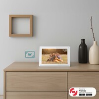 Tiqvi Digitaler Bilderrahmen - WLAN und Frameo App - Bilderrahmen 10 Zoll - Touchscreen - Weiß