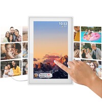 Tiqvi Digitaler Bilderrahmen - WLAN und Frameo App - Bilderrahmen 10 Zoll - Touchscreen - Weiß