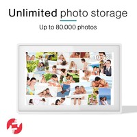 Tiqvi Digitaler Bilderrahmen - WLAN und Frameo App - Bilderrahmen 10 Zoll - Touchscreen - Weiß