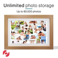 Tiqvi Digitaler Bilderrahmen - WLAN und Frameo App - Bilderrahmen 10 Zoll - Touchscreen - Holz
